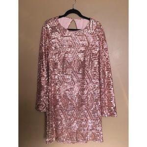 Rose Gold Back Out Sequin Dress